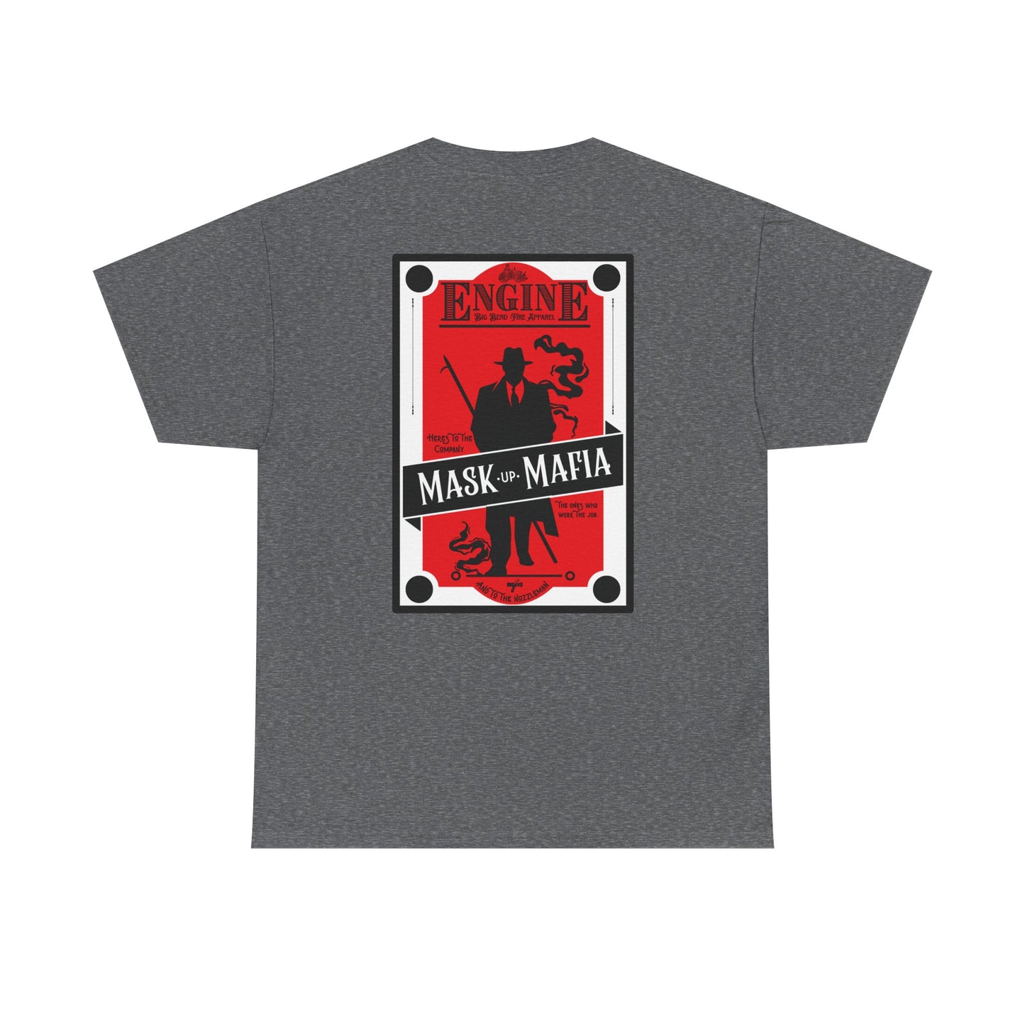 Engine Mask up Mafia -Unisex Heavy Cotton Tee- black white and grey