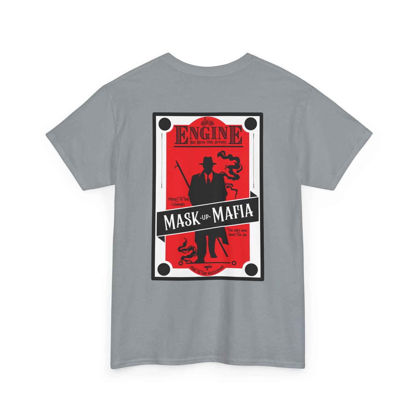 Engine Mask up Mafia -Unisex Heavy Cotton Tee- black white and grey