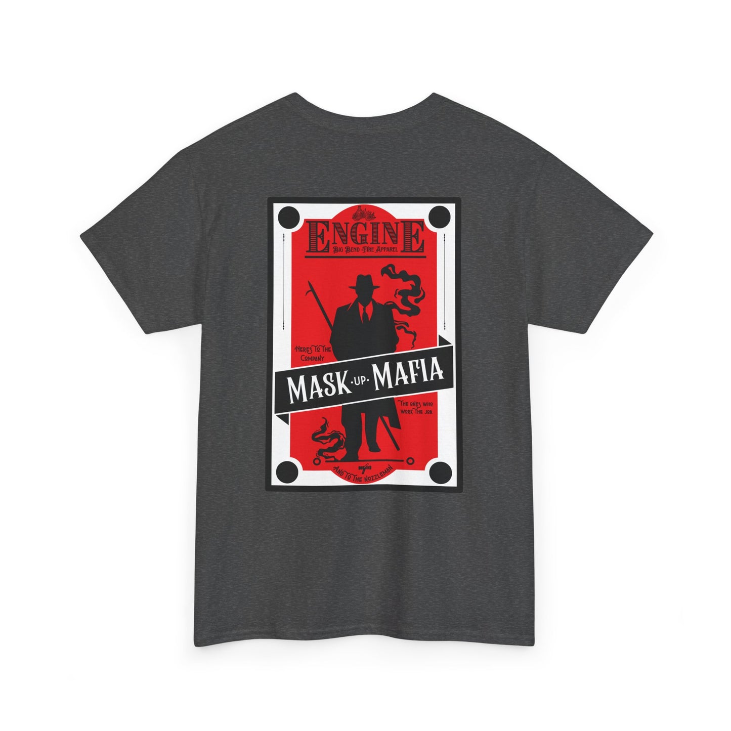 Engine Mask up Mafia -Unisex Heavy Cotton Tee- black white and grey