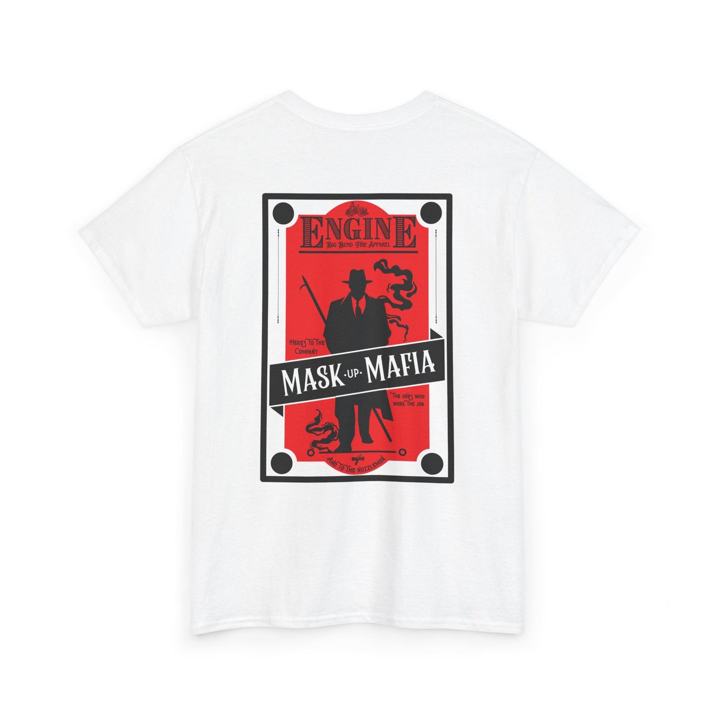 Engine Mask up Mafia -Unisex Heavy Cotton Tee- black white and grey