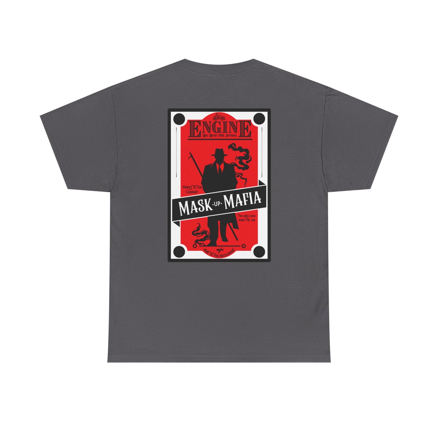 Engine Mask up Mafia -Unisex Heavy Cotton Tee- black white and grey
