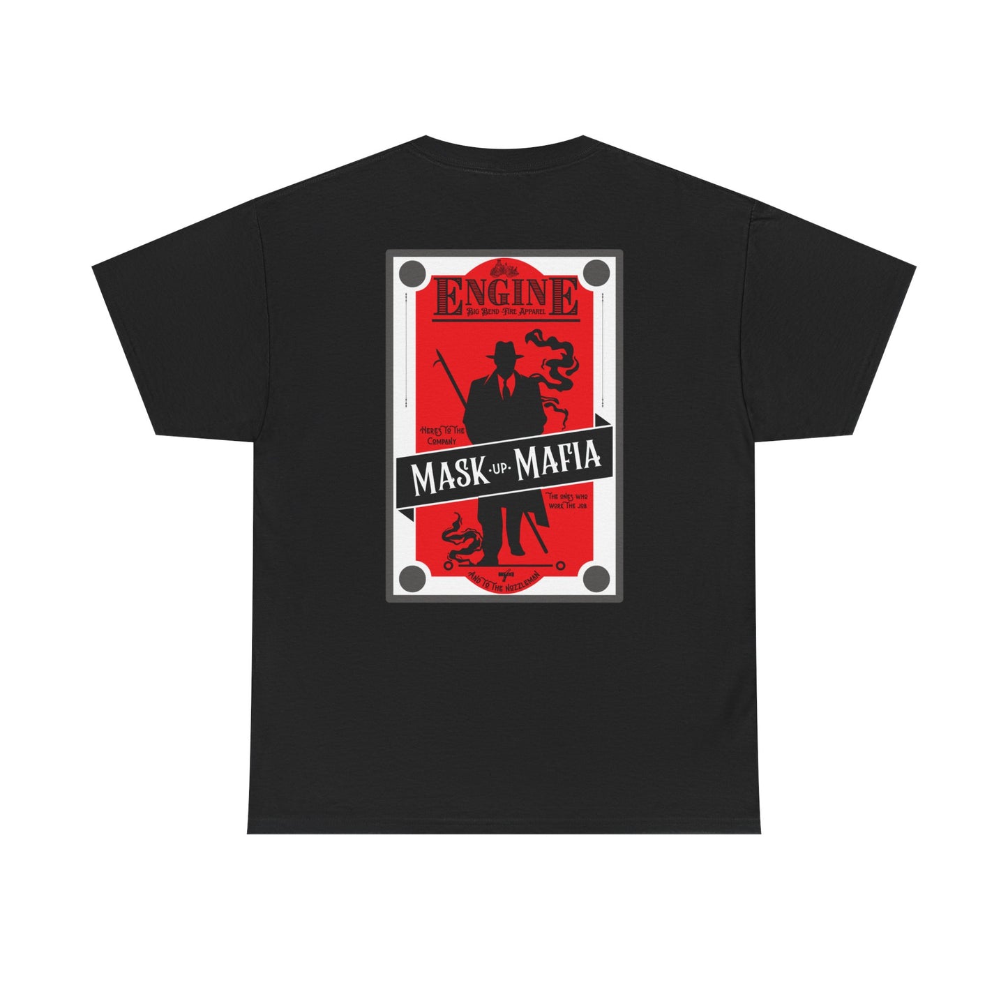 Engine Mask up Mafia -Unisex Heavy Cotton Tee- black white and grey
