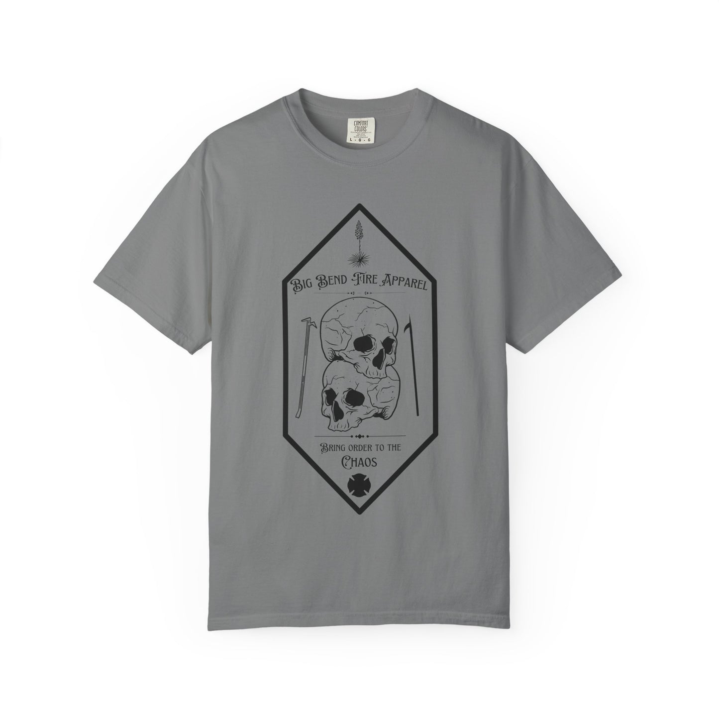 Chaos - Unisex Skull Graphic T-shirt - Khaki Black Grey
