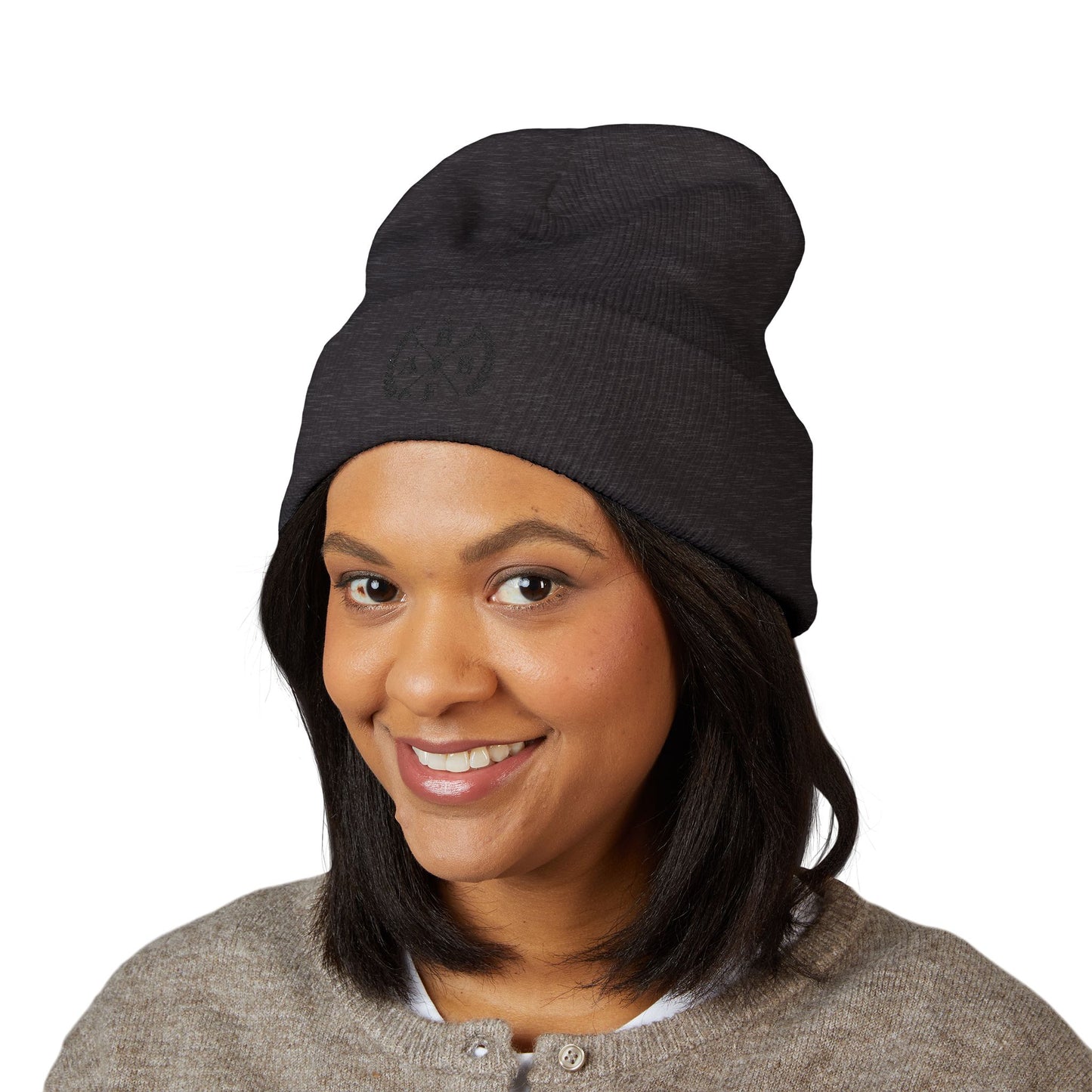 Classic Cuffed Beanie with Elegant Embroidery - Cozy Winter Accessory for Men, Women, & Teens, Perfect for Gifting, Holidays, and Fashion