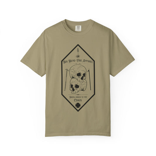 Chaos - Unisex Skull Graphic T-shirt - Khaki Black Grey